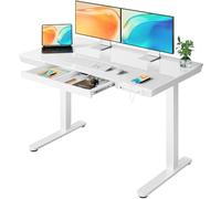 ErGear Scrivania Elettrica Regolabile in Altezza, 120 x 60 cm, Scrivania Ufficio con Cassetto e 2 Porte di Ricarica, 3 Memorie