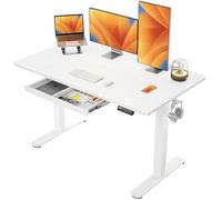 ErGear Scrivania Regolabile in Altezza da Ufficio, 140x80cm, Bianc cassetti