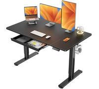 ErGear Scrivania Regolabile in Altezza da Ufficio, 140x80cm, Nero | Regolazione 72-118cm, 4 Memorie, 80kg, <50dB, Telaio Acciaio, 2 Ganci, Passacavi, Piano Assemblato.