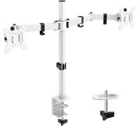 ErGear Supporto per doppio monitor completamente regolabile per 2 schermi fino a 32 pollici, supporta fino a 8 kg ogni braccio, supporto da scrivania, bianco