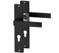 ERGO line CUBE guarnizione quadrata per porte, nera, maniglia con piastra di copertura a cilindro di chiusura set di maniglie con piastra di copertura lunga, guarnizione per porte, maniglia