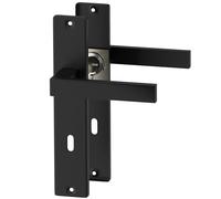 ERGO line CUBE guarnizione quadrata per porte, nera, maniglie per porte di stanze set di maniglie con piastra di copertura lunga, guarnizione per porte, maniglia