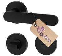 ERGO line La maniglia PRIMA per porte del bagno, nera, per porte con serratura del bagno (WC), maniglia rotonda nera opaca, guarnizione per porte, maniglia