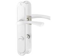 ERGO line ROMA guarnizione per porte classica, argento, maniglie per porte del bagno WC set di maniglie con piastra di copertura lunga, guarnizione per porte, maniglia
