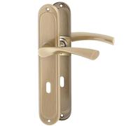 ERGO line ROMA guarnizione per porte classica, bronzo (patina), maniglie per porte di stanze set di maniglie con piastra di copertura lunga, guarnizione per porte, maniglia