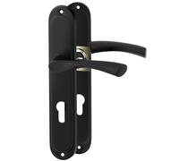 ERGO line ROMA guarnizione per porte classica, nera, maniglia con piastra di copertura a cilindro di chiusura set di maniglie con piastra di copertura lunga, guarnizione per porte, maniglia