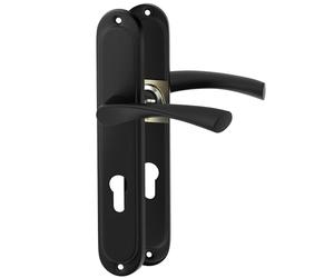 ERGO line ROMA guarnizione per porte classica, nera, maniglia con piastra di copertura a cilindro di chiusura set di maniglie con piastra di copertura lunga, guarnizione per porte, maniglia