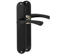 ERGO line ROMA guarnizione per porte classica, nera, maniglia con piastra di copertura cieca (senza apertura) set di maniglie con piastra di copertura lunga, guarnizione per porte, maniglia