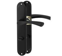 ERGO line ROMA guarnizione per porte classica, nera, maniglie per porte del bagno WC set di maniglie con piastra di copertura lunga, guarnizione per porte, maniglia