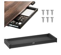 Ergo Office ER-302 - Cassetto piatto da 758 mm, robusto cassetto in plastica con guide in acciaio fino a 10 kg, organizer salvaspazio per ufficio e casa (nero)