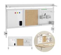 Ergo Office ER-300 | Organizer da scrivania | Lavagna magnetica in sughero | Accessori inclusi pennarello gancio portapenne | Montaggio senza foratura | Scaffale in metallo | Portata 10 kg (bianco)
