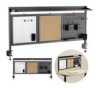 Ergo Office ER-300 | Organizer da scrivania | Lavagna magnetica in sughero | Accessori inclusi pennarello gancio portapenne | Montaggio senza foratura | Scaffale in metallo | Portata 10 kg (nero)