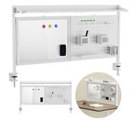 Ergo Office ER-301 - Separatore da scrivania con lavagna bianca e lavagna perforata, fissaggio con clip accessori inclusi, design ergonomico 1116 mm, carico max 10 kg (bianco)