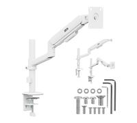 Maclean - Braccio porta schermo con molla a gas, bianco, per display da 17 a 32" fino a 10 kg, VESA 75 x 75 e 100 x 100