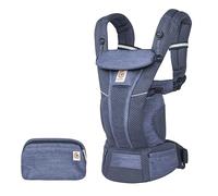 Ergobaby Omni Breeze Marsupio per neonati, 4 posizioni SoftFlex Mesh marsupio ergonomico frontale, Heathered Denim Blue