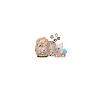 ergobag pack Set Bundle AW25/26, zaino ergonomico per la scuola flessibile 7 pezzi prima elementare Flower PowBear - Beige
