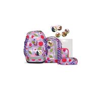 ergobag pack set Zaino scolastico ergonomico e flessibile, 6 pezzi, per la prima elementare Flower PowBear - Lilla