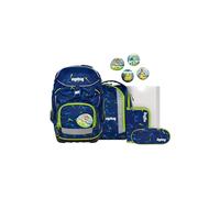 ergobag pack set Zaino scolastico ergonomico e flessibile, 6 pezzi, per la prima elementare Front RunBear - Blu scuro