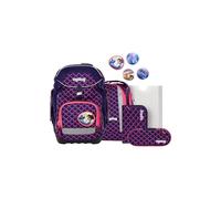 ergobag pack set Zaino scolastico ergonomico e flessibile, 6 pezzi, per la prima elementare Pearl DiveBear - Lilla