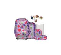 ergobag pack set zaino scolastico ergonomico, zainetto scuola flessibile 6 pezzi prima elementare Flower PowBear - Lilla