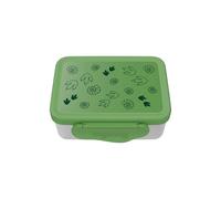 ergobag Portamerenda in acciaio inox con divisorio e snack box, senza BPA, lavabile in lavastoviglie Jungle - Verde