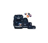 ergobag set zaino scolastico cubo set AtmosBear - Blu scuro | Zaino scolastico ergonomico classico 5 pezzi per la 1 ella scuola primaria