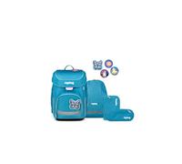 ergobag set zaino scolastico cubo set ButterflyBear - Petrol | Zaino scolastico ergonomico in set classico da 5 pezzi, ideale per la prima elementare e la scuola quotidiana