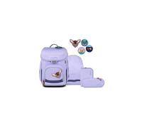 ergobag set zaino scolastico cubo set Dreambear - Lavanda | Zaino scolastico ergonomico in set classico da 5 pezzi, ideale per la prima elementare e la scuola quotidiana