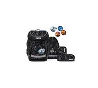 ergobag set zaino scolastico cubo set Super ReflectBear - Nero | Zaino scolastico ergonomico in set classico da 5 pezzi, ideale per la prima elementare e la scuola quotidiana
