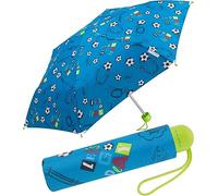 Ergobrella - Ombrello tascabile per bambini con elementi riflettenti, fan di calcio, 89 cm, Calcio