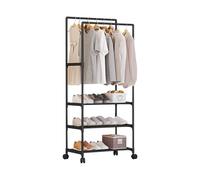 Ergocar a Doppia Aste Per Appendiabiti Per Scarpe Scarpata Multistrato Gancio Per Pavimento Con Ruote In Metallo Adatto Per Camera Da Letto, Soggiorno, Guardaroba, Negozio Di Abbigliamento