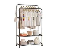 Ergocar Appendiabiti a Doppia Asta Per Appendiabiti Da Pavimento Con Ruote Appendiabiti Multifunzionale In Metallo Adatto Per Camera Da Letto, Soggiorno, Guardaroba, Lavanderia