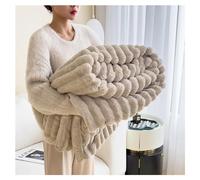 Ergocar Coperta in Pelliccia di Coniglio Finta, Ispessimento Coperta, Reversibile Coperta Soffice e Accogliente, Coperta da Divano Morbida, Coperta Decorativa, per Divano, Letto, Viaggi