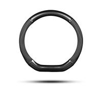 Ergocar Coprivolante per Auto Antiscivolo Protezione per Volante Auto D-Forma Fibra di Carbonio & Pelle PU Universale per Diametro 38 Cm (15 ") (Nero)