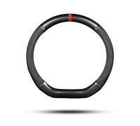 Ergocar Coprivolante per Auto Antiscivolo Protezione per Volante Auto D-Forma Fibra di Carbonio & Pelle PU Universale per Diametro 38 Cm (15 ") (Nero-striscia-U)