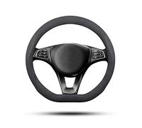 Ergocar Coprivolante per Auto Antiscivolo Protezione per Volante Auto D-Forma Pelle Scamosciata Velluto Universale per Diametro 38 Cm (15 ") (Nero)