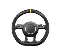 Ergocar Forma Di D Fibra Carbonio e Pelle Pu In Microfibra Coprivolante Antiscivolo Tutte Le Stagioni Per Auto Universale Diametro 38 Cm（15"）