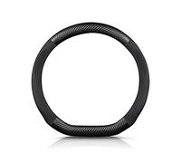 Ergocar Forma di D Fibra di Carbonio e Pelle PU in Microfibra Coprivolante Antiscivolo Coprivolante per Auto Universale Sport Traspirante Per diametro 38 cm（15"）-Nero