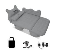 Ergocar Materassino Gonfiabile Gatto Fortunato Floccaggio Materasso Letto per Auto con Pompa per Il Campeggio, Escursionismo, Piscina, Spiaggia, Viaggiare (Grigio)