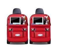 Ergocar Protezione Sedile Auto Auto Organizzatore Kick Mats Impermeabile Sedile Posteriore Auto Organizzatori luxury PU leather Protezione per sedile Protezione (Rosso - 2 Pack)