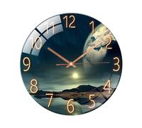 Ergocar Orologio Da Parete In Vetro Clock Di Vetro Rotondo Meccanico, Adatto per soggiorno, cucina, ufficio.