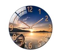 Ergocar Orologio Da Parete In Vetro Clock Di Vetro Rotondo Meccanico, Adatto per soggiorno, cucina, ufficio.