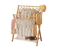 Ergocar Piccolo Appendiabiti Pieghevoli, Portaabiti a Doppio Polo In Bambù e Legno Multistrato Portaabiti Corti In Piedi Liberi Adatti Per Soggiorno, Lavanderia, Camera Da Letto