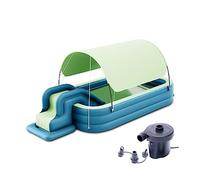 Ergocar Piscina Gonfiabile Bambini, Piscina Rettangolare con Acquascivolo e Tenda da Sole, per Cortile e Giardino