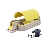 Ergocar Piscina Gonfiabile Bambini, Piscine Gonfiabili Rettangolare con Acquascivolo e Tenda da Sole, Piscina per Famiglie per Cortile, Festa Estiva in Acqua, all'aperto, Giardino