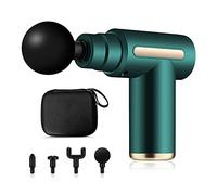 Ergocar Pistola Massaggio Muscolare Pistola Massaggiante Profondo Tessuto Elettrico 4 Testine 6 Velocità Massaggiatore Spalle Collo Elettrico Portatile Allevia Dolore,Stile Pulsante-Verde