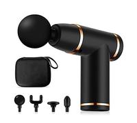 Ergocar Pistola Massaggio Muscolare Pistola Massaggiante Profondo Tessuto Elettrico 4 Testine 6 Velocità Massaggiatore Spalle Collo Elettrico Portatile Allevia Dolore,Stile Pulsante-Nero Oro
