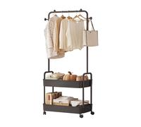 Ergocar Porta Di Appendiabiti In Metallo Con Cestini Di Stoccaggio Multistrato e Ganci Per Mobili Indipendenti Con Gancio Di Puleggia Piccolo Spazio Per Abbigliamento Moderno