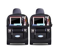 Ergocar Protezione Sedile Auto Organizzatore Kick Mats Impermeabile, Sedile Posteriore Organizzatori Luxury PU Leather (Nero - 2 Pack)
