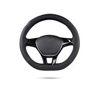 Ergocar Sport D-Shape Coprivolante per Auto Antiscivolo Protezione per Volante Auto in Microfibra PU Cuoio Universale per Diametro 38 Cm (15 ") (D-Nero）